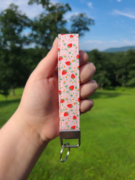 Pink Mini Strawberry Wristlet
