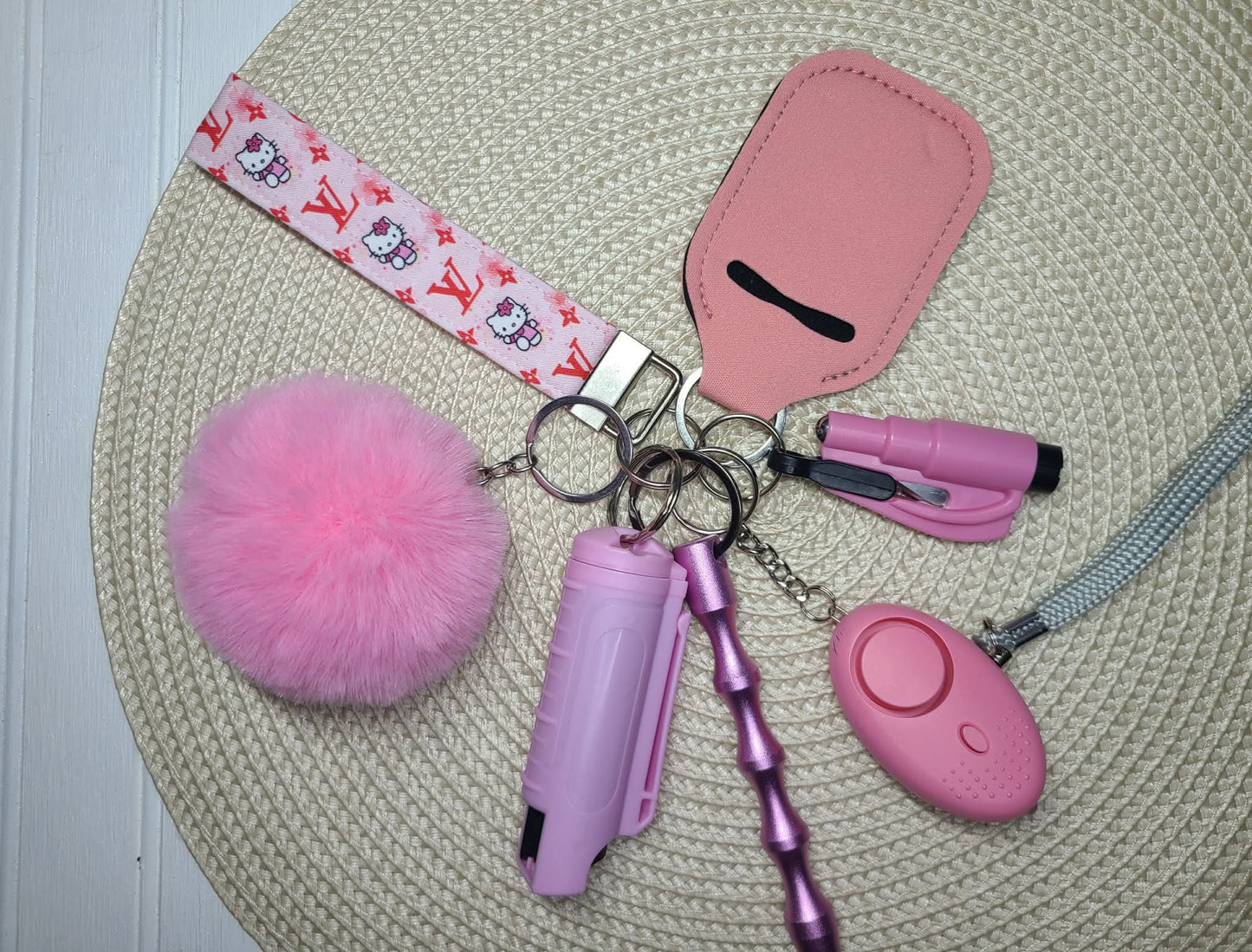 Hot Pink Kitty Safety Keychain