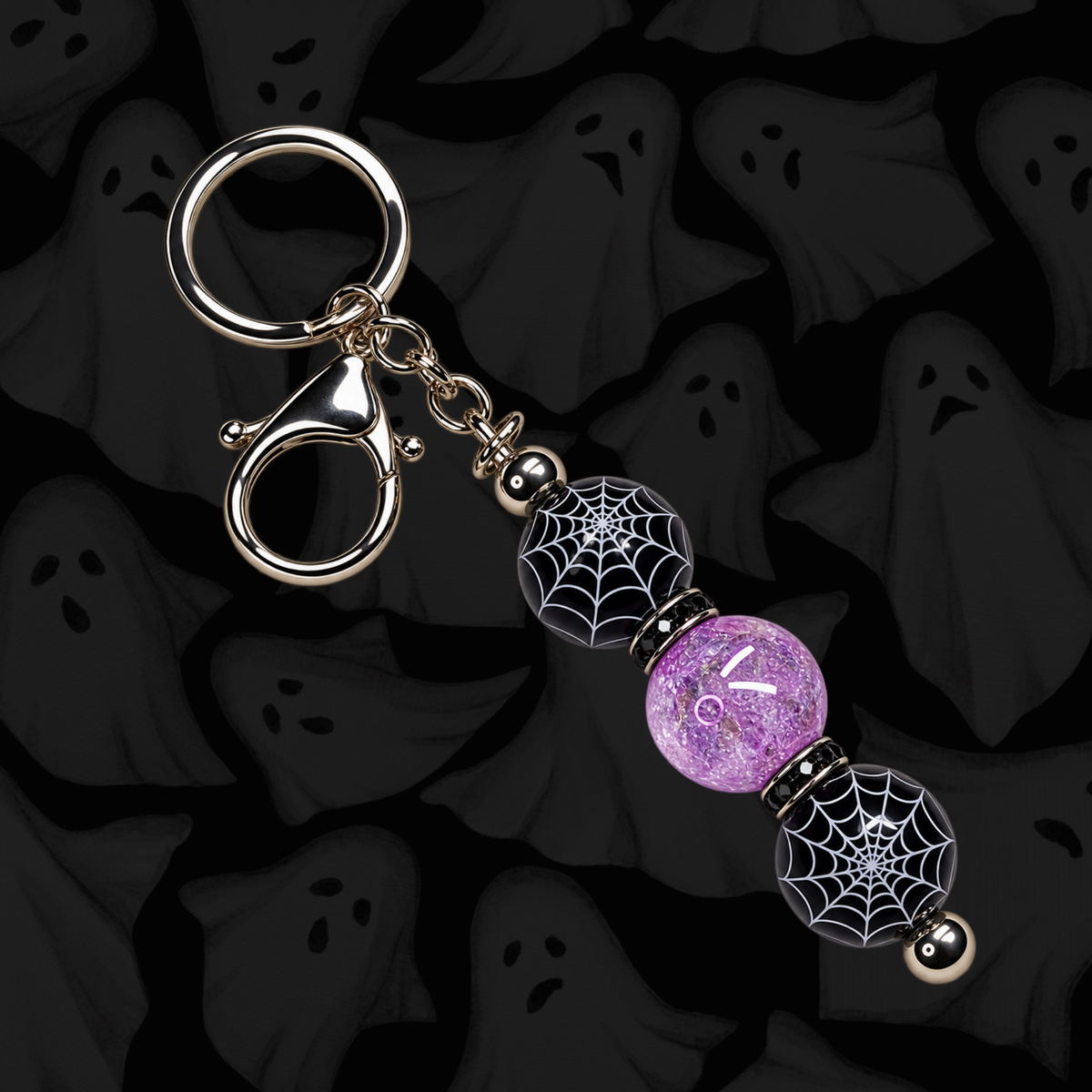 Midnight Web Beaded Charm