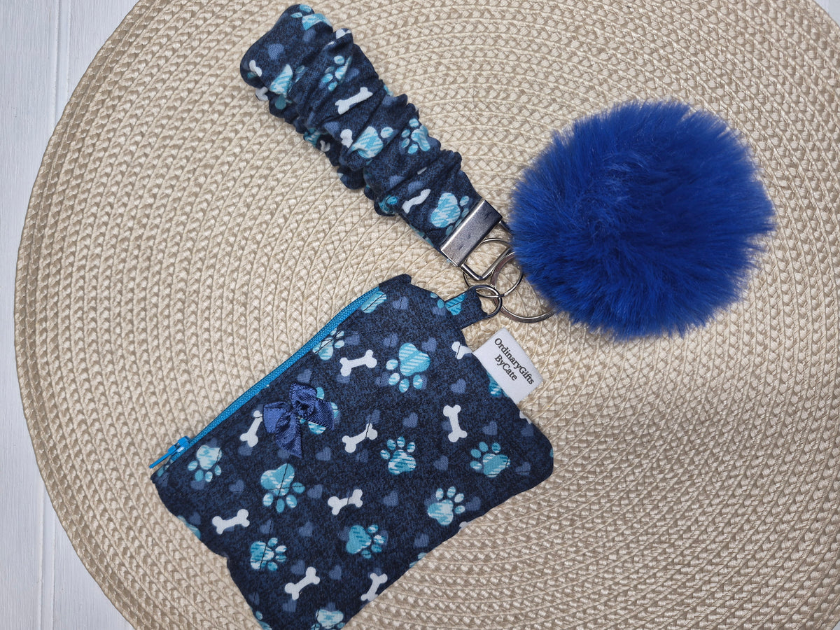 Blue Paw Print Coin Purse Set
