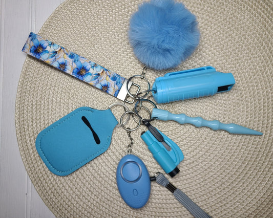 Blue Floral Safety Keychain