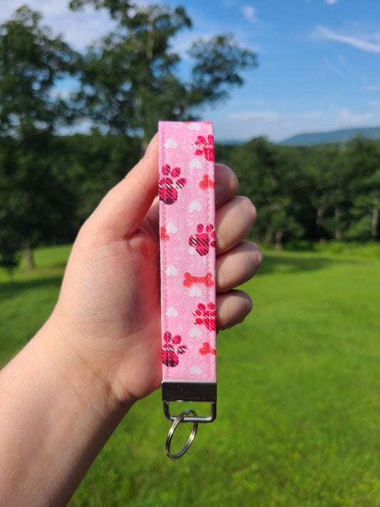 Pink Paw Print Wristlet