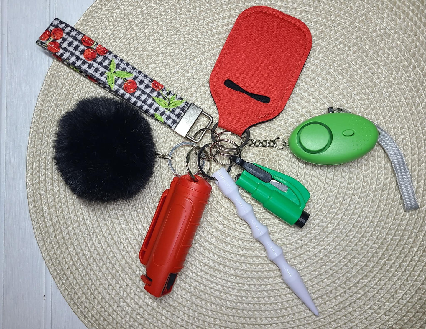 Cherry Picnic Safety Keychain