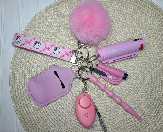 Pink Kitty Safety Keychain