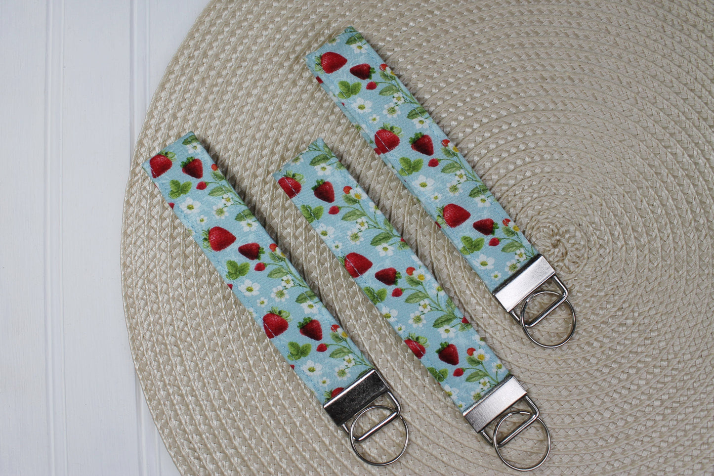 Blue Vintage Strawberry Wristlet (NOT RESTOCKING)