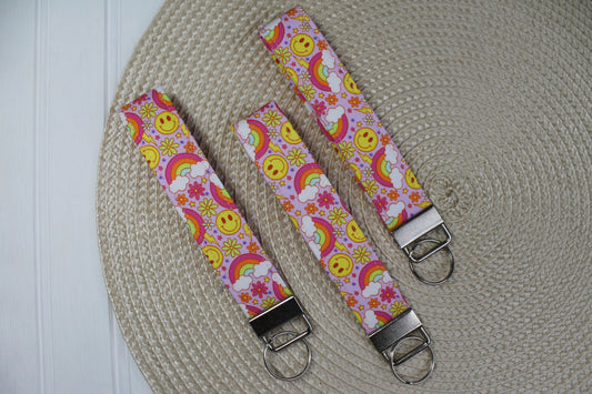 Smiley & Rainbows Wristlet Keychain