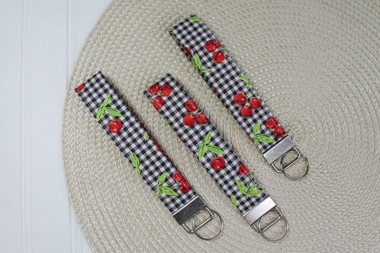 Plaid Cherry Wristlet