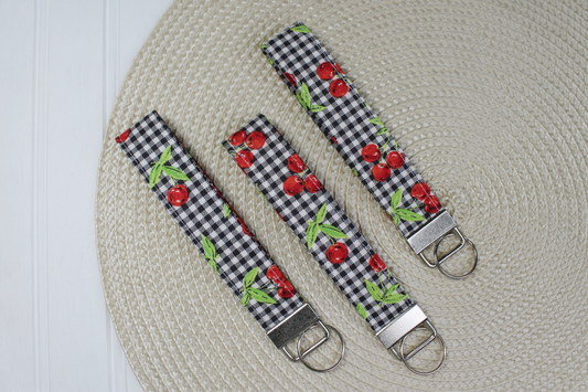 Plaid Cherry Wristlet