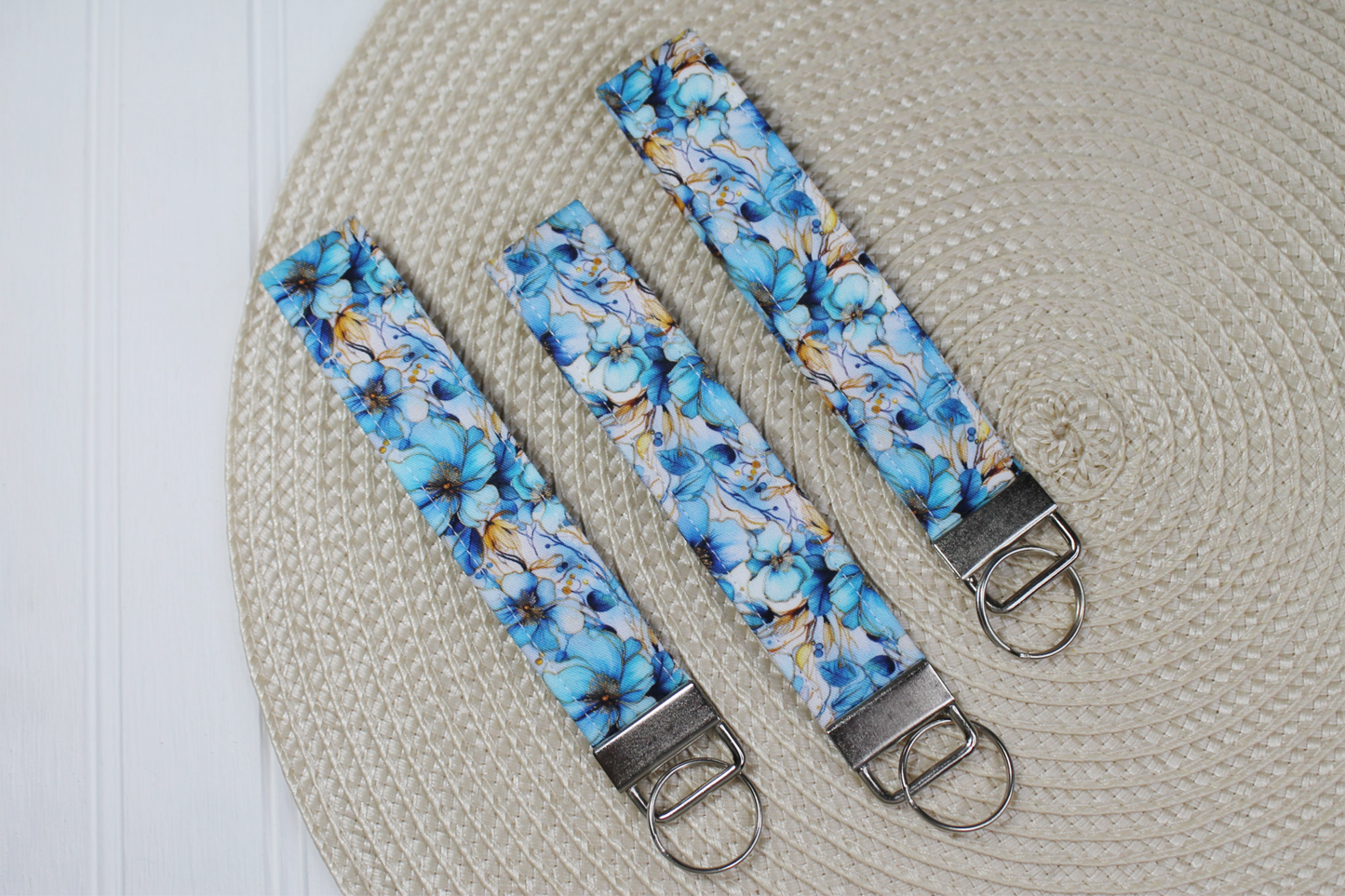 Blue Floral Wristlet