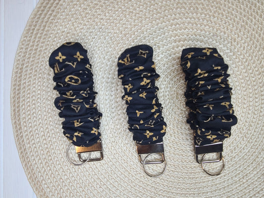 Inspired Black & Gold Scrunchie Wristlet