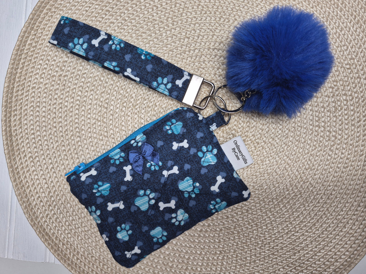 Blue Paw Print Coin Purse Set
